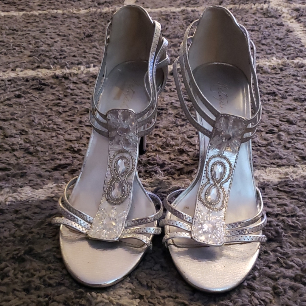 Silver Strappy Heels